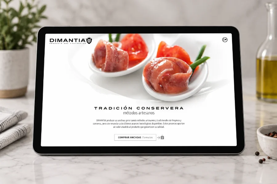 Conservera del Besaya · web de Dimantia: web en la tableta
