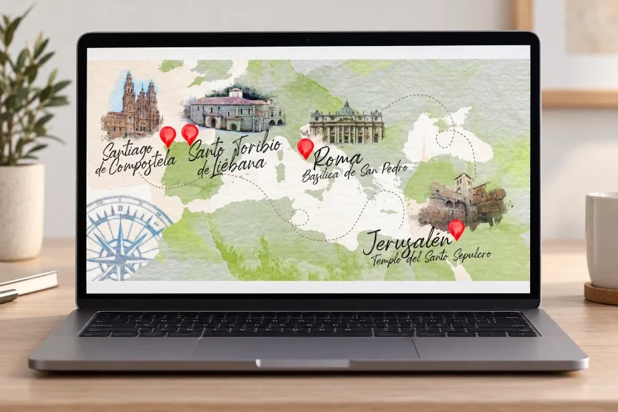 Camino Lebaniego · mapas 2021: mapa en el portátil