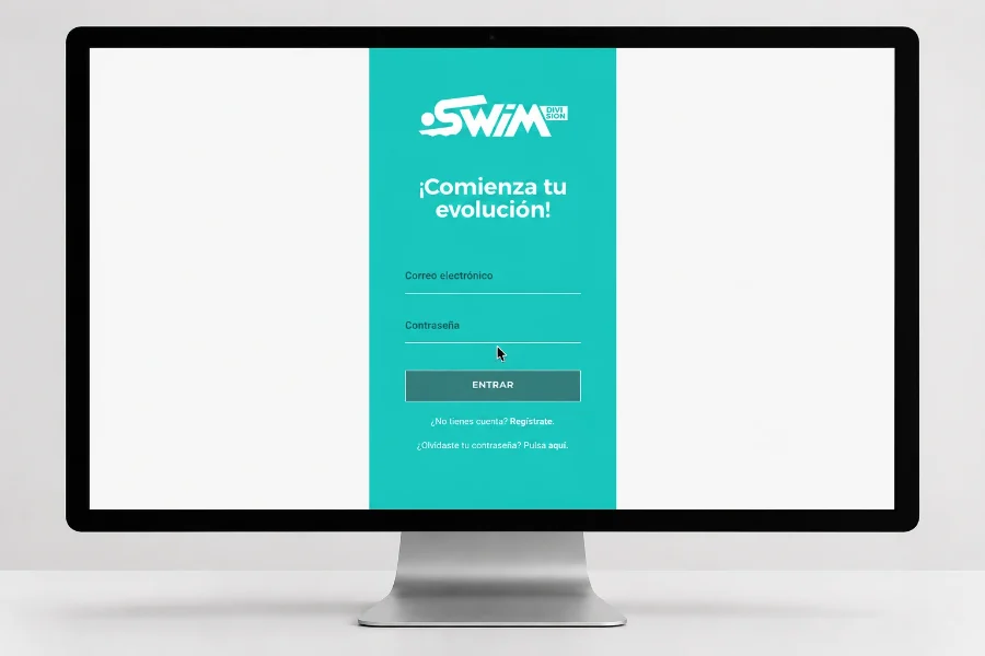 Swim Division · aplicación: aplicación en pantalla