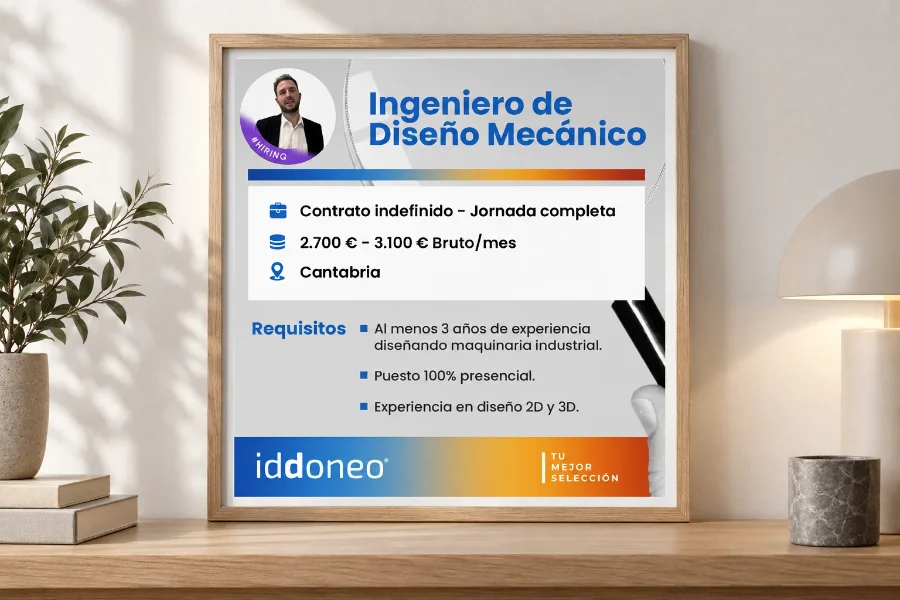 Iddoneo · procesos de selección en redes: publicación enmarcada