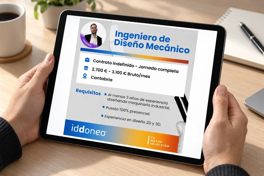 Iddoneo · procesos de selección en redes: publicación en la tableta