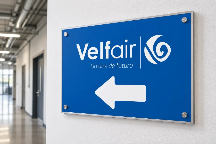Velfair · papelería, etiquetas, señalética y cajas: señal en panel (1 de 2)