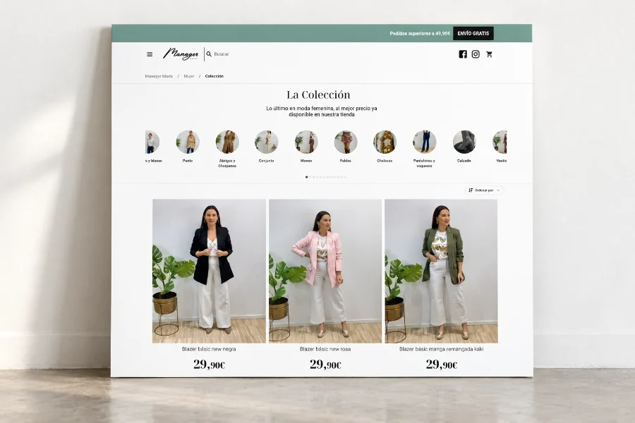 Manager Moda · diseño web: presentación en panel