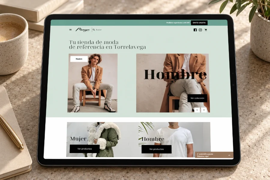 Manager Moda · diseño web: web en la tableta