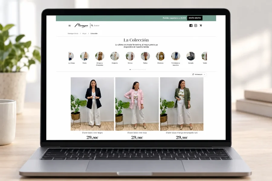 Manager Moda · diseño web: web en el portátil