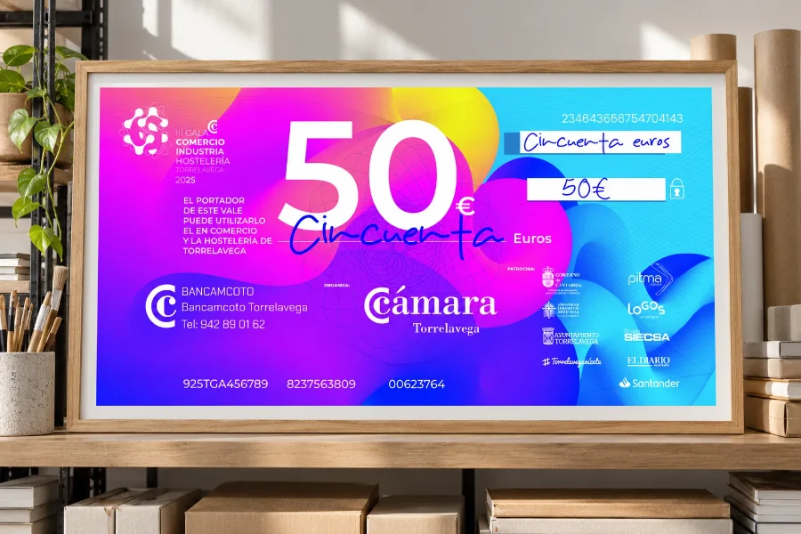 III Gala del Comercio · vale regalo: diseño enmarcado
