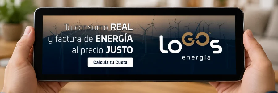 LoGOs Energía · web: cuota real y calculadora solar: banner en la tableta