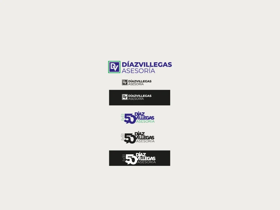 Díaz Villegas · logotipo y 50 aniversario: versiones del logotipo y del 50 aniversario