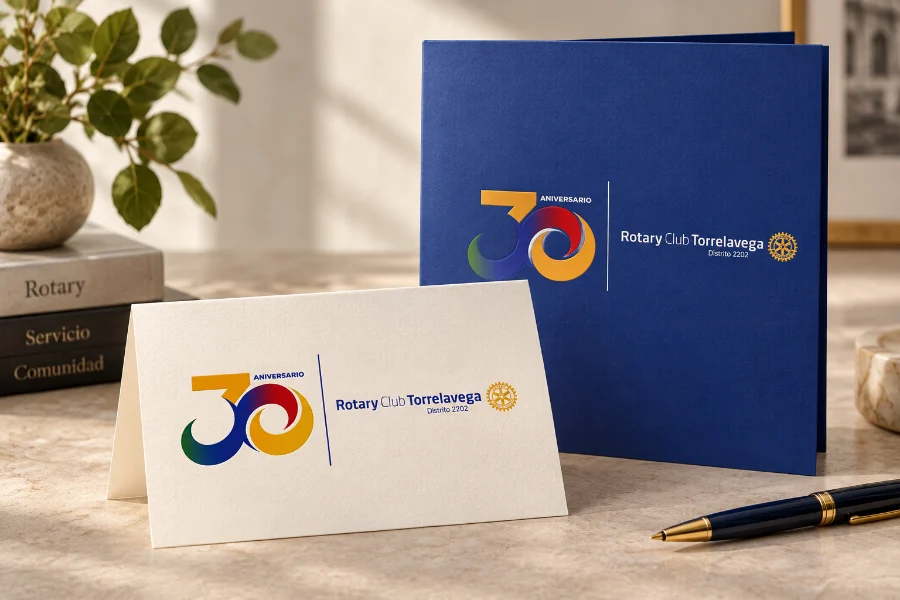 30 años · Rotary: carpeta y tarjeta