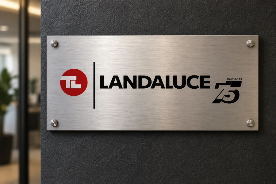 Landaluce · dos logotipos: aplicación (1 de 3)