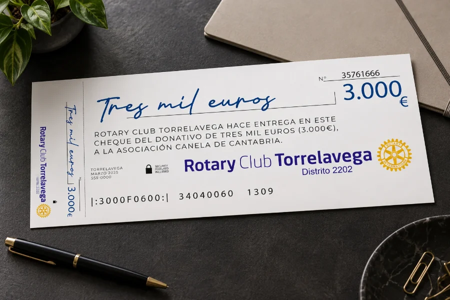 Canela · cheque Rotary: aplicación (1 de 3)