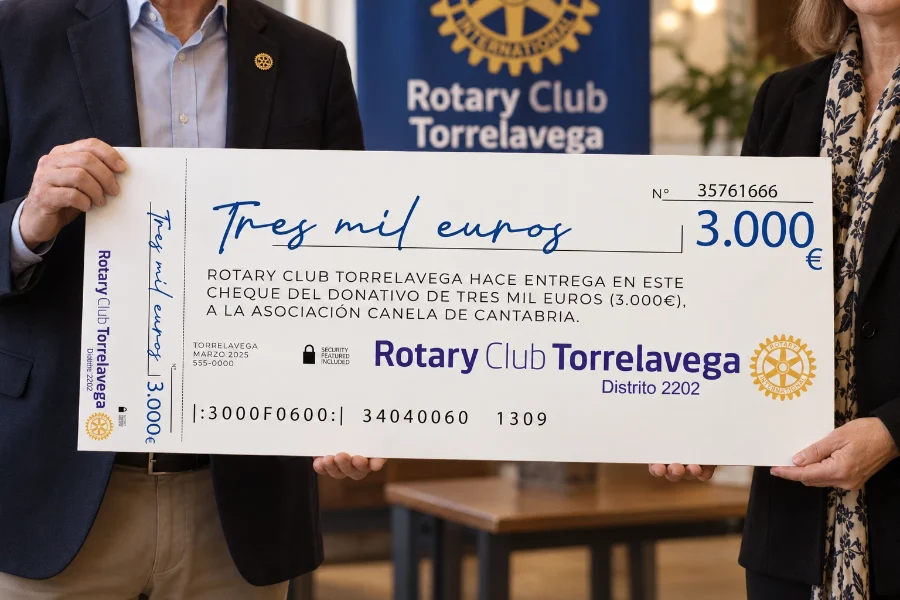 Canela · cheque Rotary: aplicación (2 de 3)