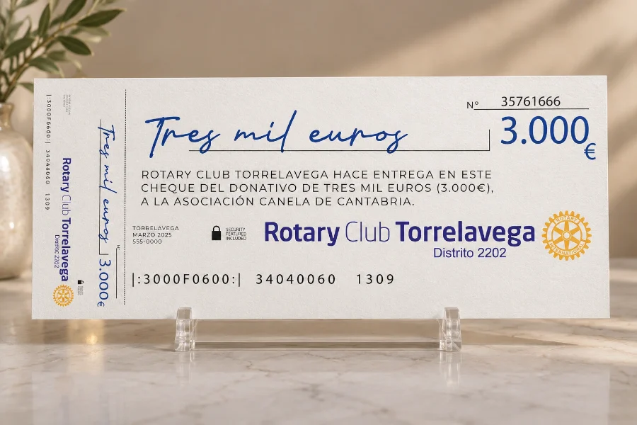Canela · cheque Rotary: aplicación (3 de 3)