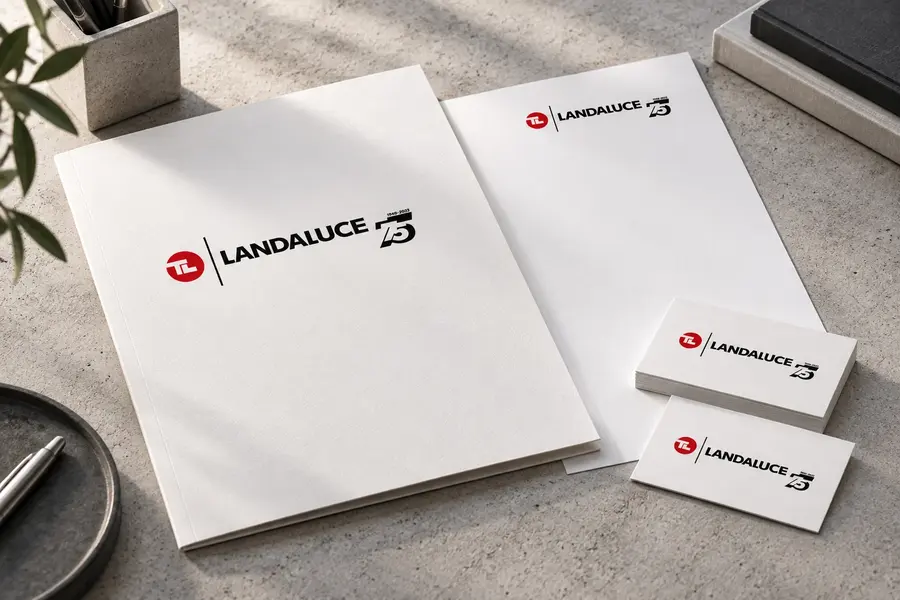 Landaluce · dos logotipos: Papelería conmemorativa
