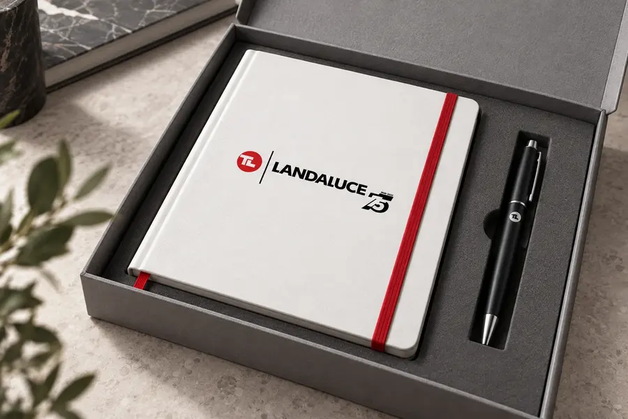 Landaluce · dos logotipos: Obsequio corporativo
