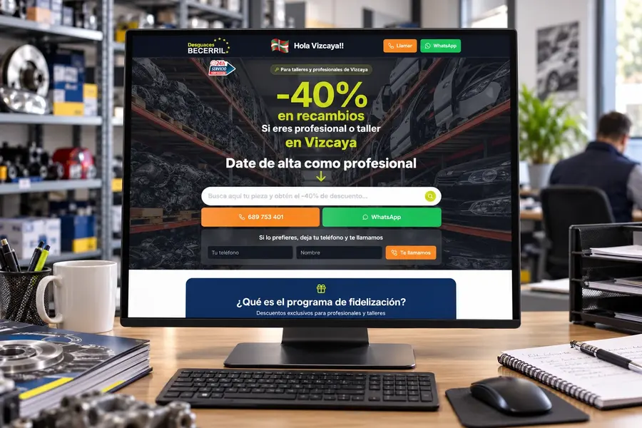 Desguaces Becerril · Vizcaya 26: landing desktop