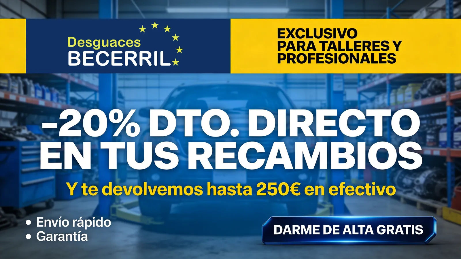 Desguaces Becerril: banner de la campaña para profesionales