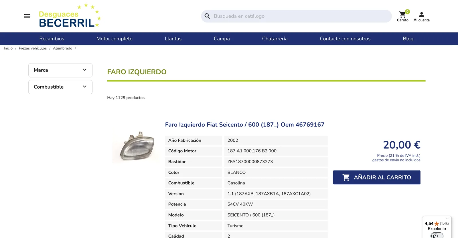 Desguaces Becerril: el catálogo de la tienda, con los datos que busca el taller
