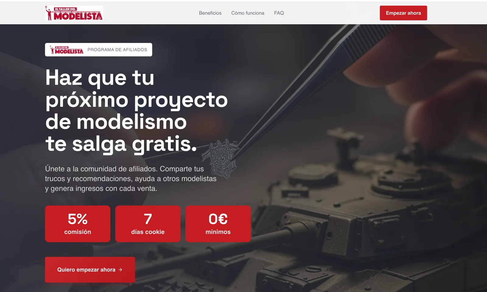 Página del programa de afiliados de El Taller del Modelista