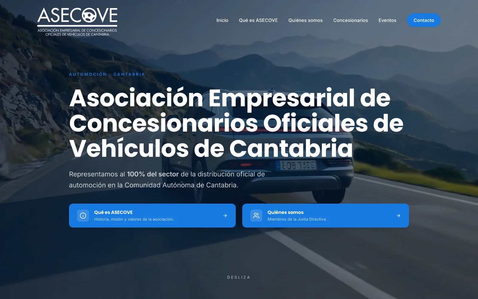 Web de ASECOVE en el ordenador, diseñada por Índole
