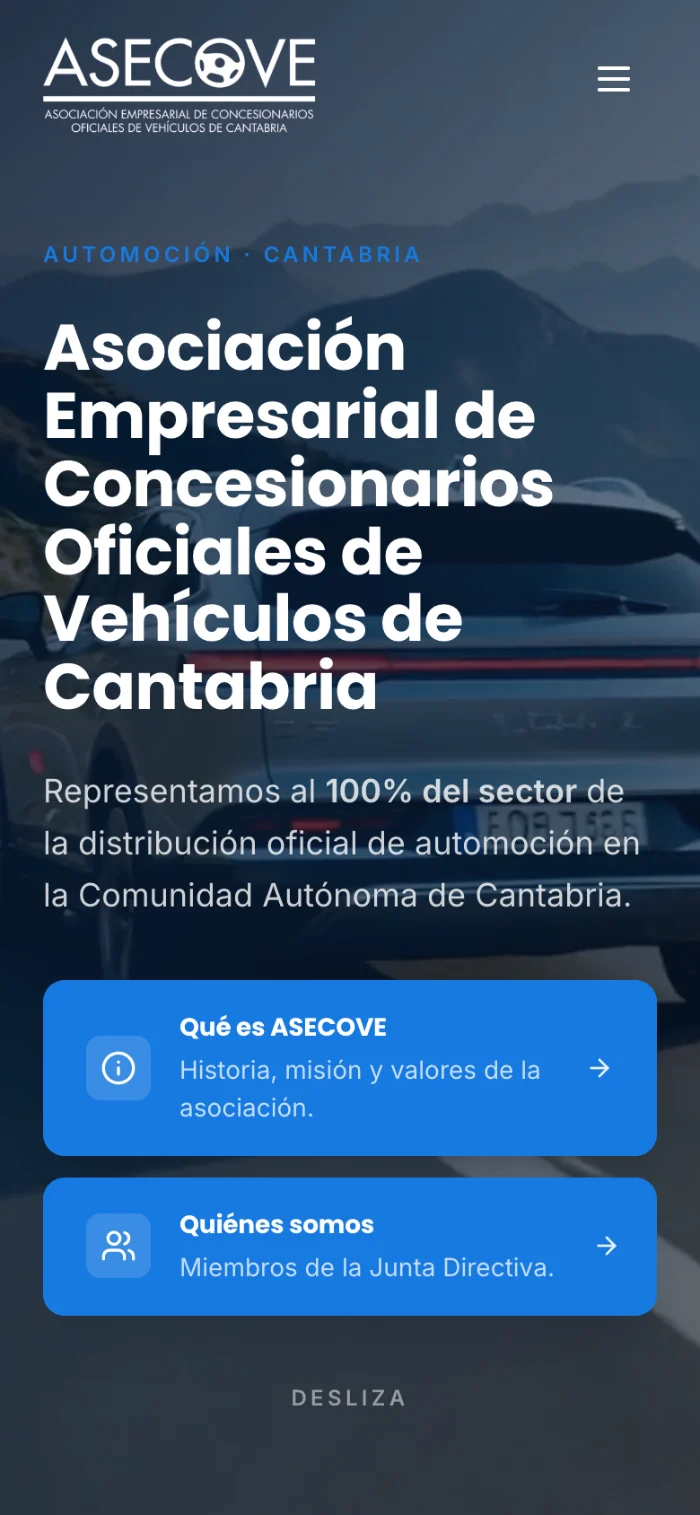 Web de ASECOVE en el móvil