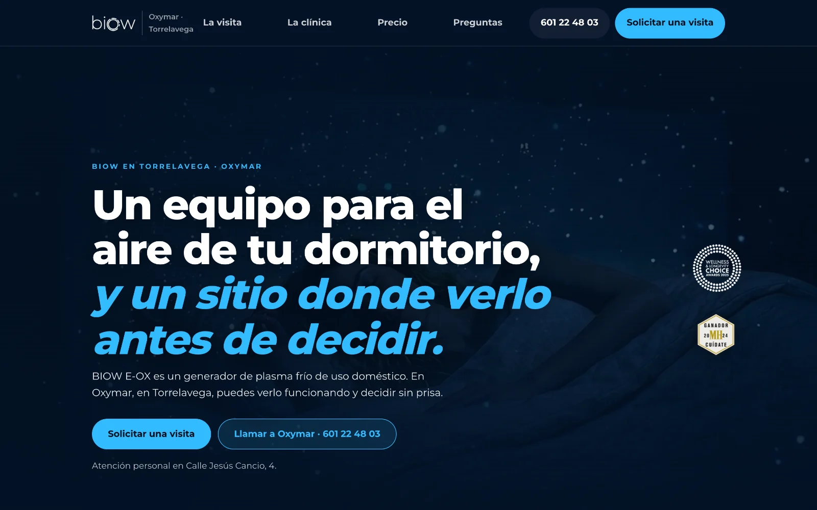 Web de BIOW Cantabria · Oxymar en el ordenador, diseñada por Índole