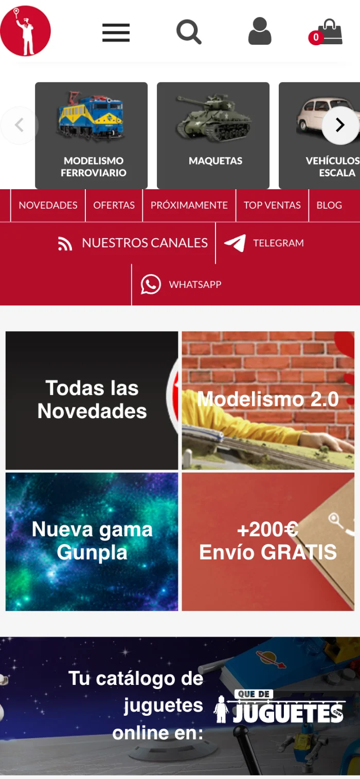 Web de El Taller del Modelista en el móvil