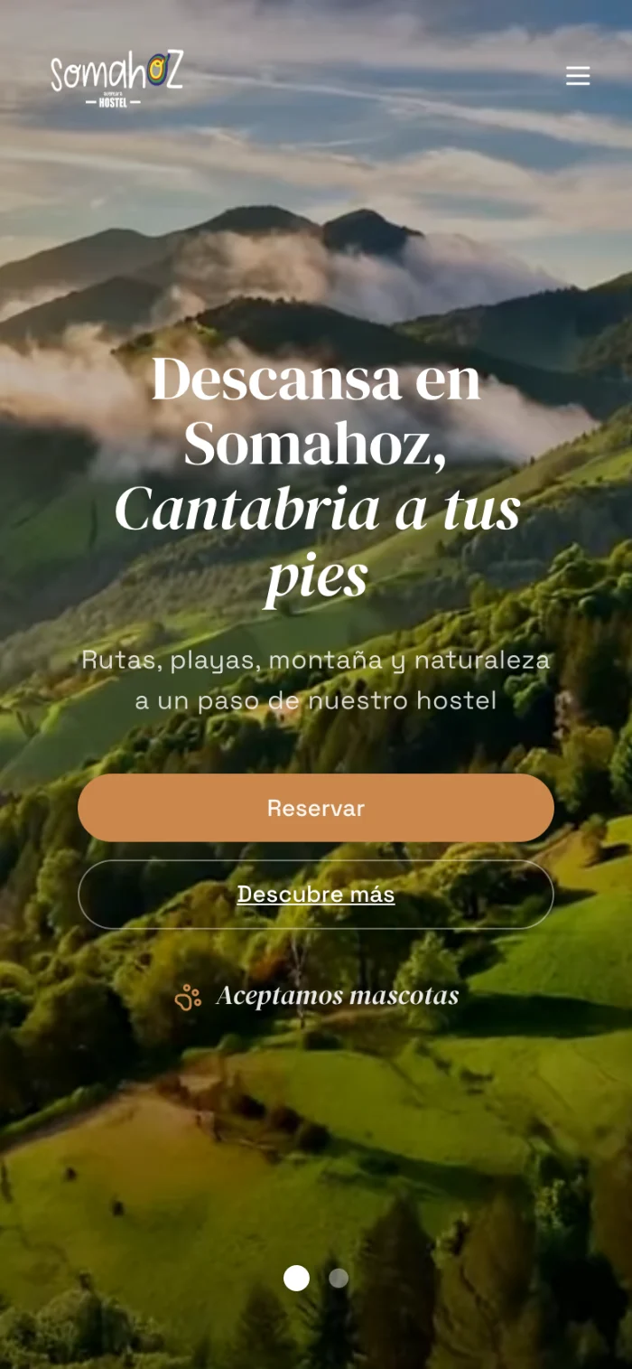 Web de Hostel Somahoz Aventura en el móvil