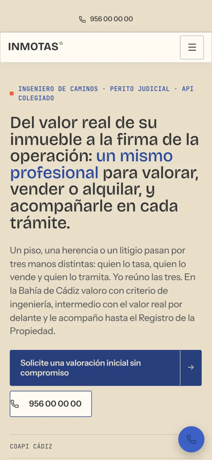 Web de INMOTAS en el móvil