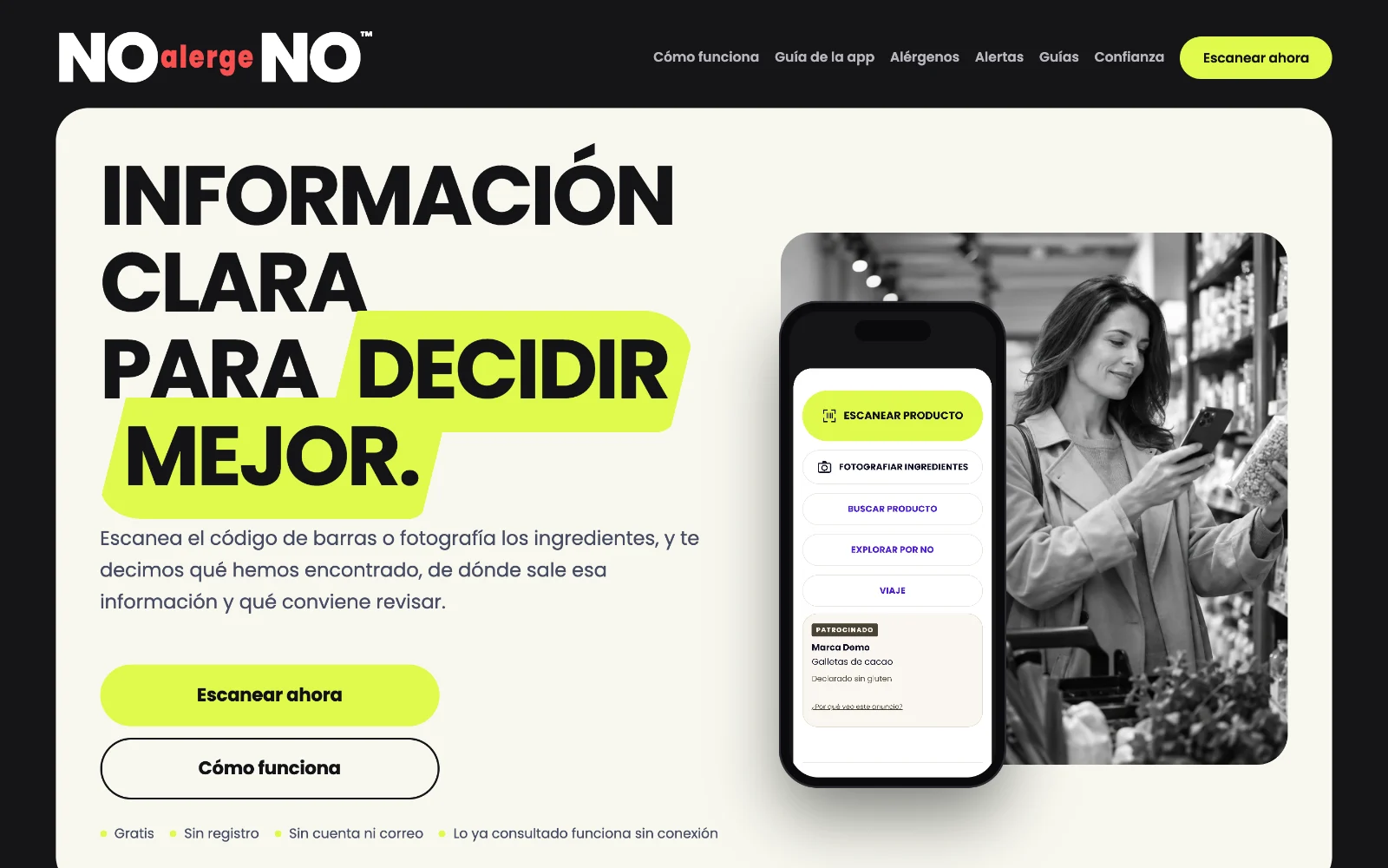 Web de NOalergeNO en el ordenador, diseñada por Índole