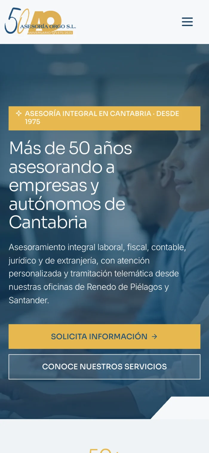 Web de Asesoría Orgo en el móvil