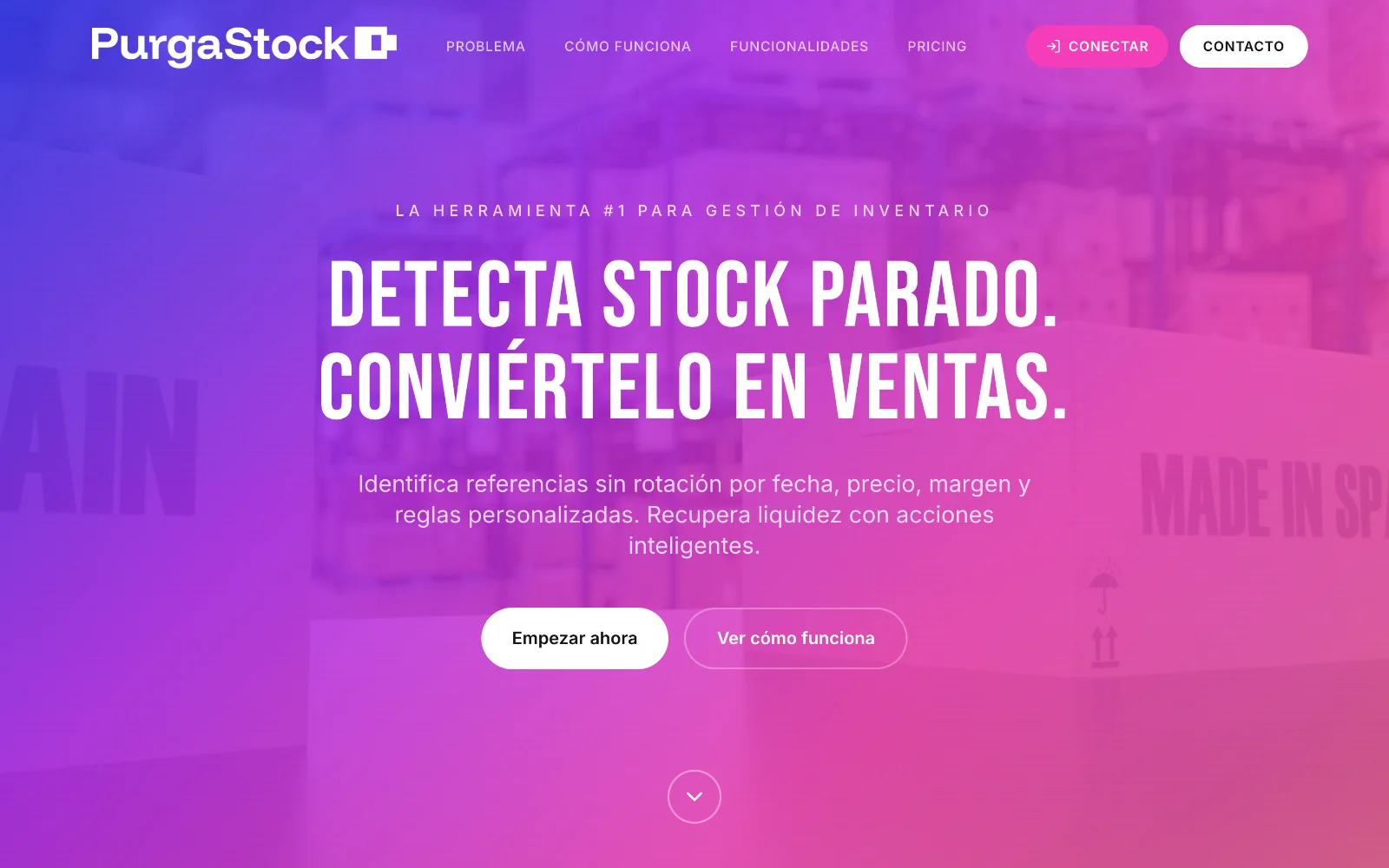 Web de PurgaStock en el ordenador, diseñada por Índole