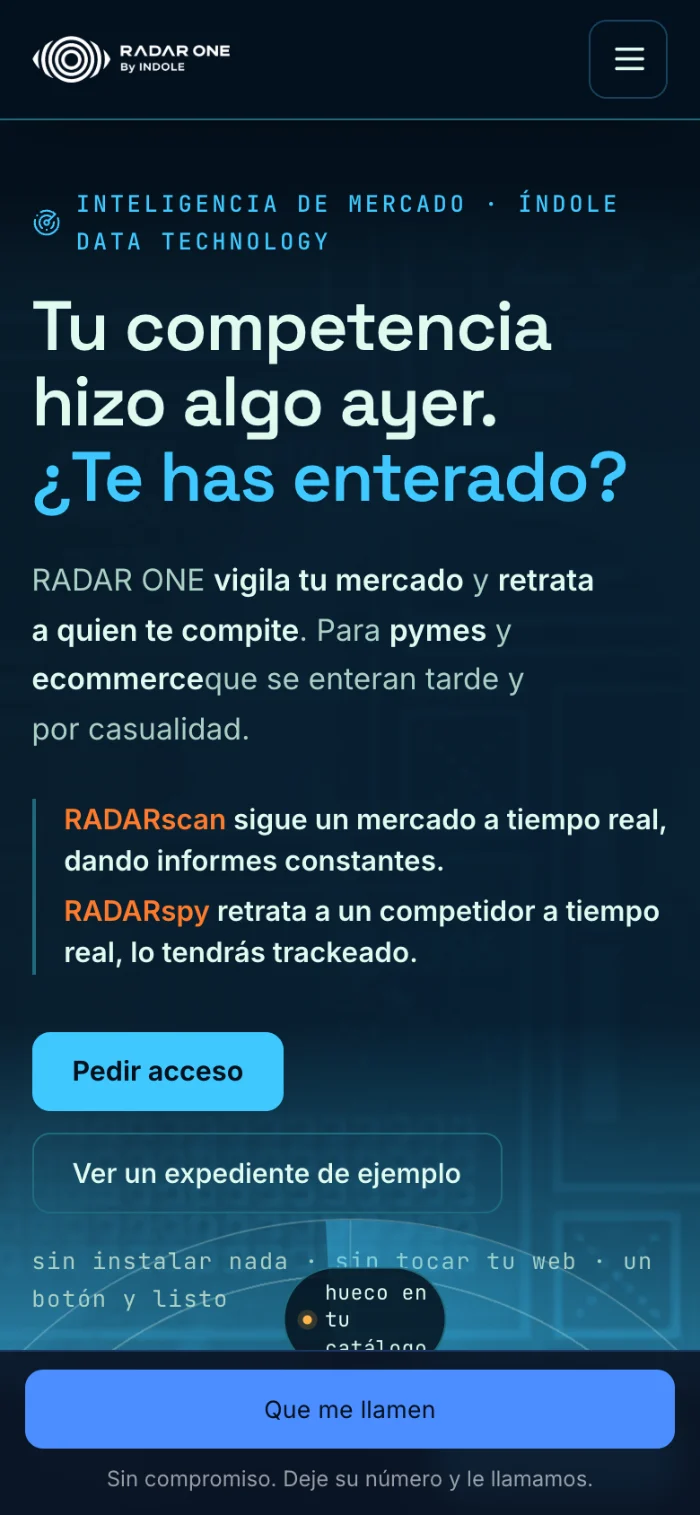 Web de RADAR ONE en el móvil