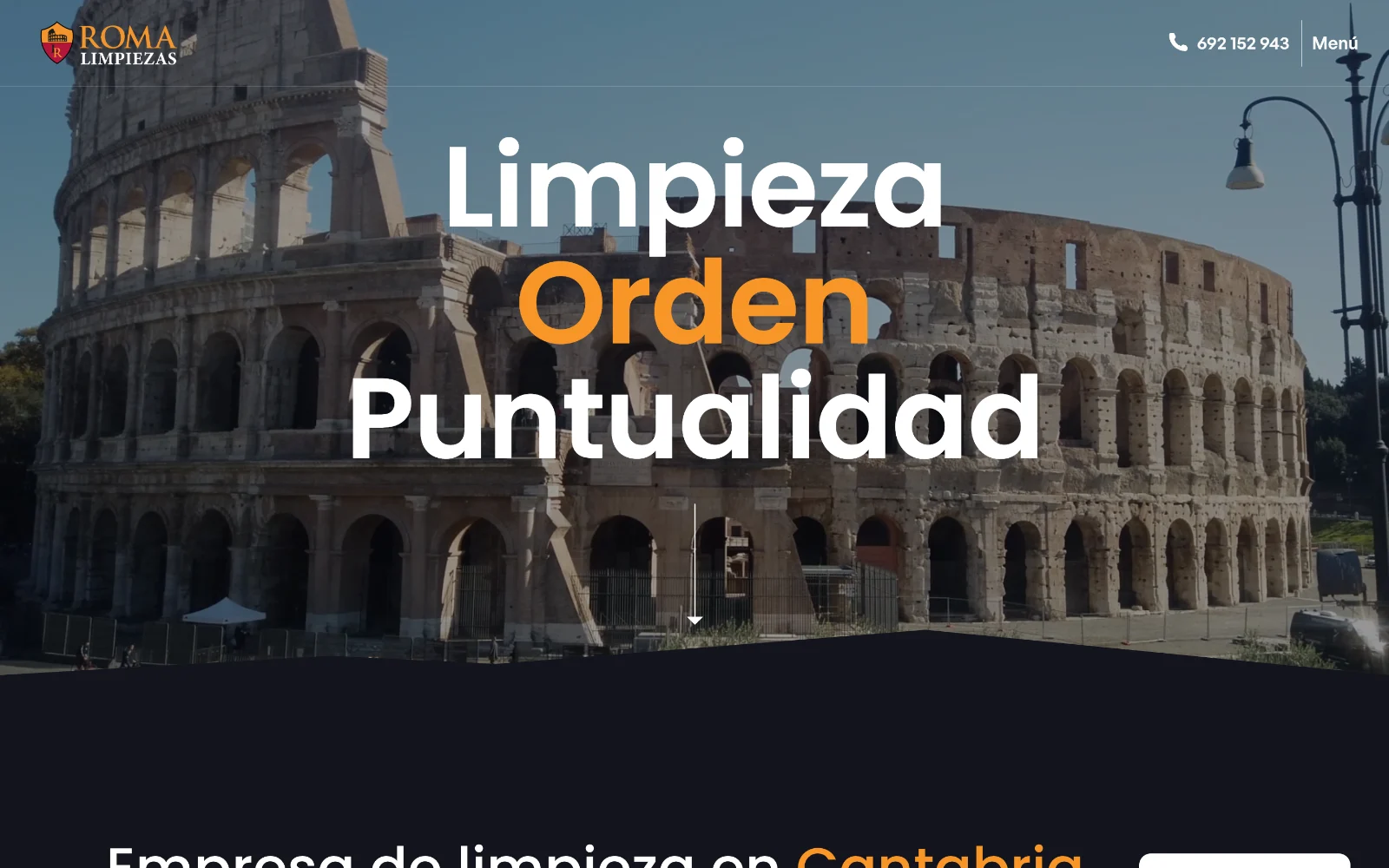 Web de Roma Limpiezas en el ordenador, diseñada por Índole