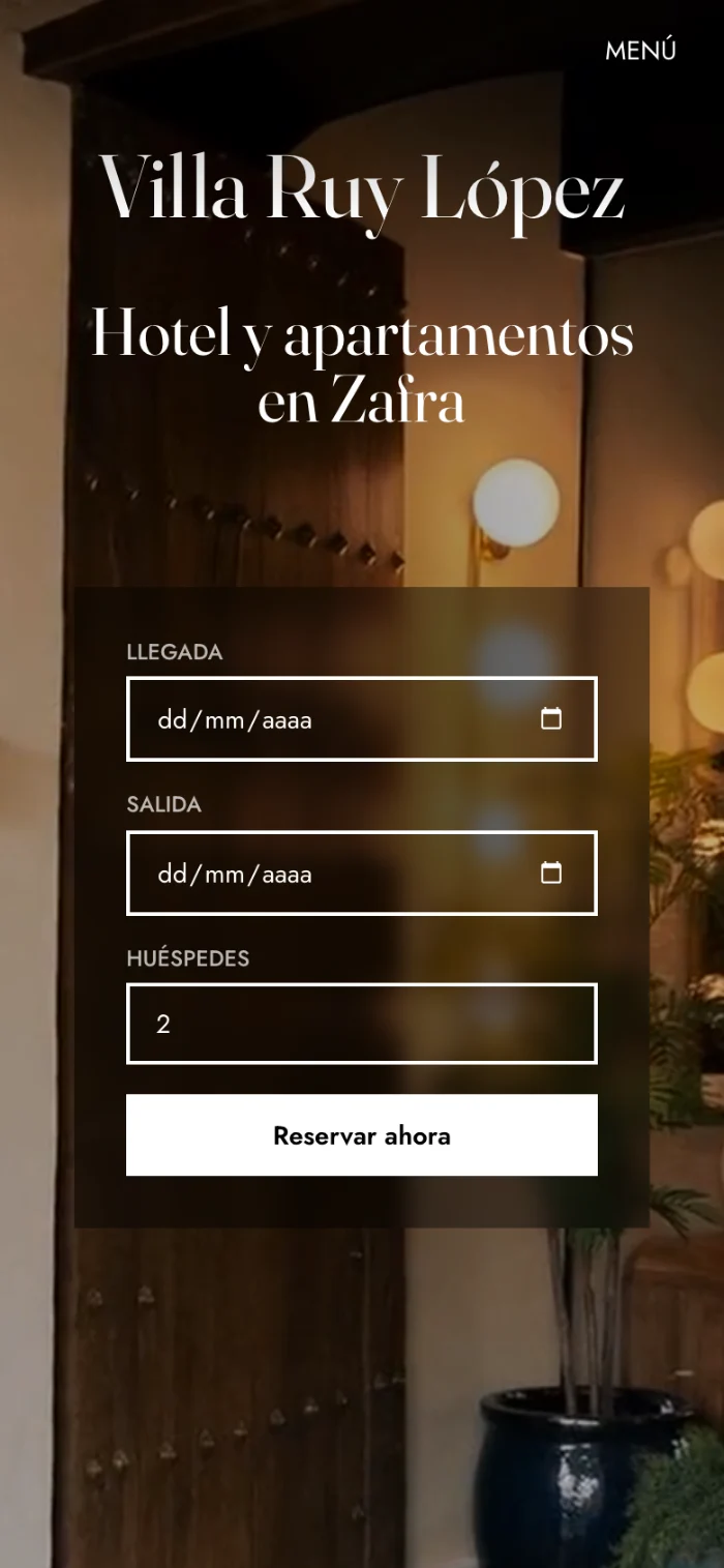 Web de Villa Ruy López en el móvil