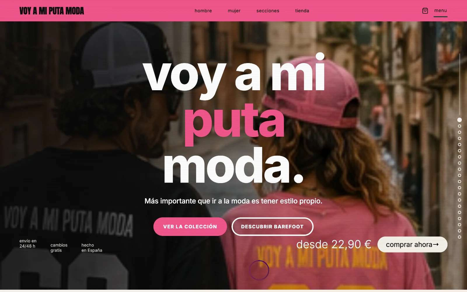 Web de VOY A MI PUTA MODA · VPM68 en el ordenador, diseñada por Índole