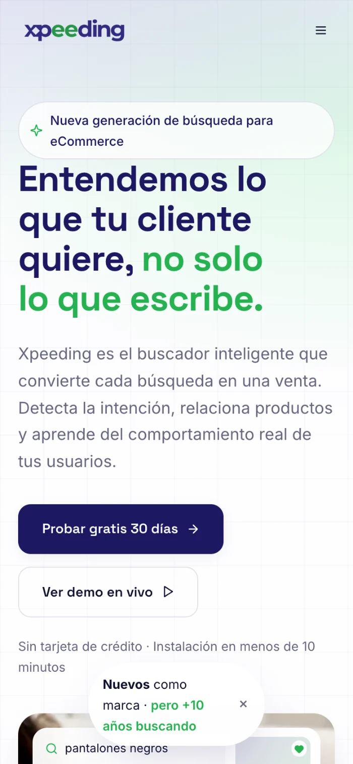 Web de Xpeeding en el móvil