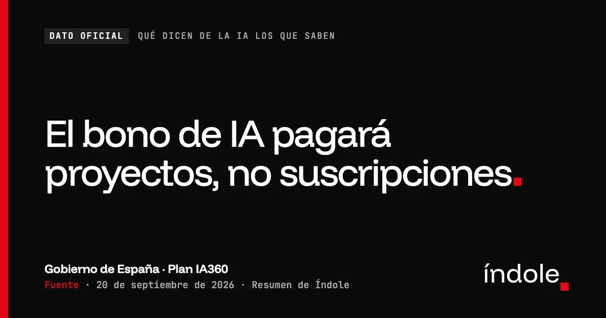 El bono de IA pagará proyectos, no suscripciones. — Gobierno de España · Plan IA360