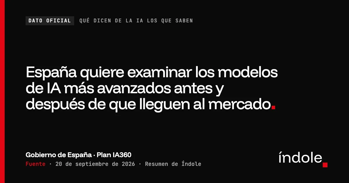 España quiere examinar los modelos de IA más avanzados antes y después de que lleguen al mercado. — Gobierno de España · Plan IA360