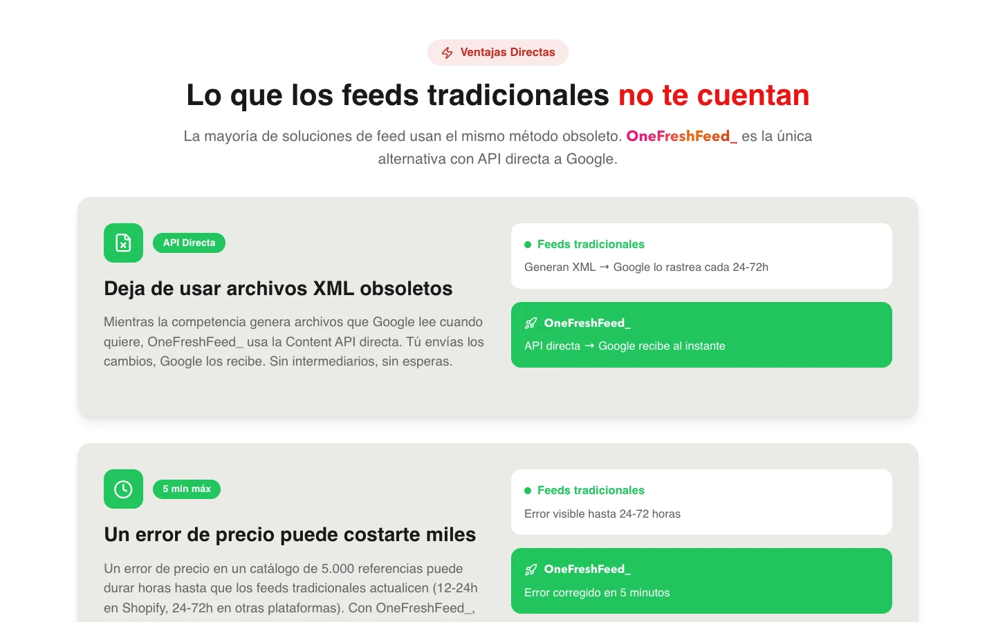 API directa frente a los feeds XML tradicionales