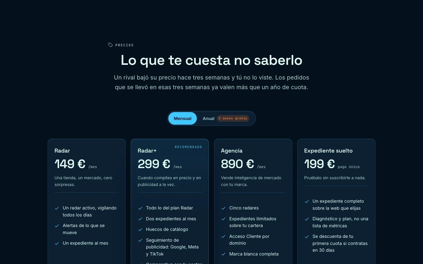 Planes de RADAR ONE