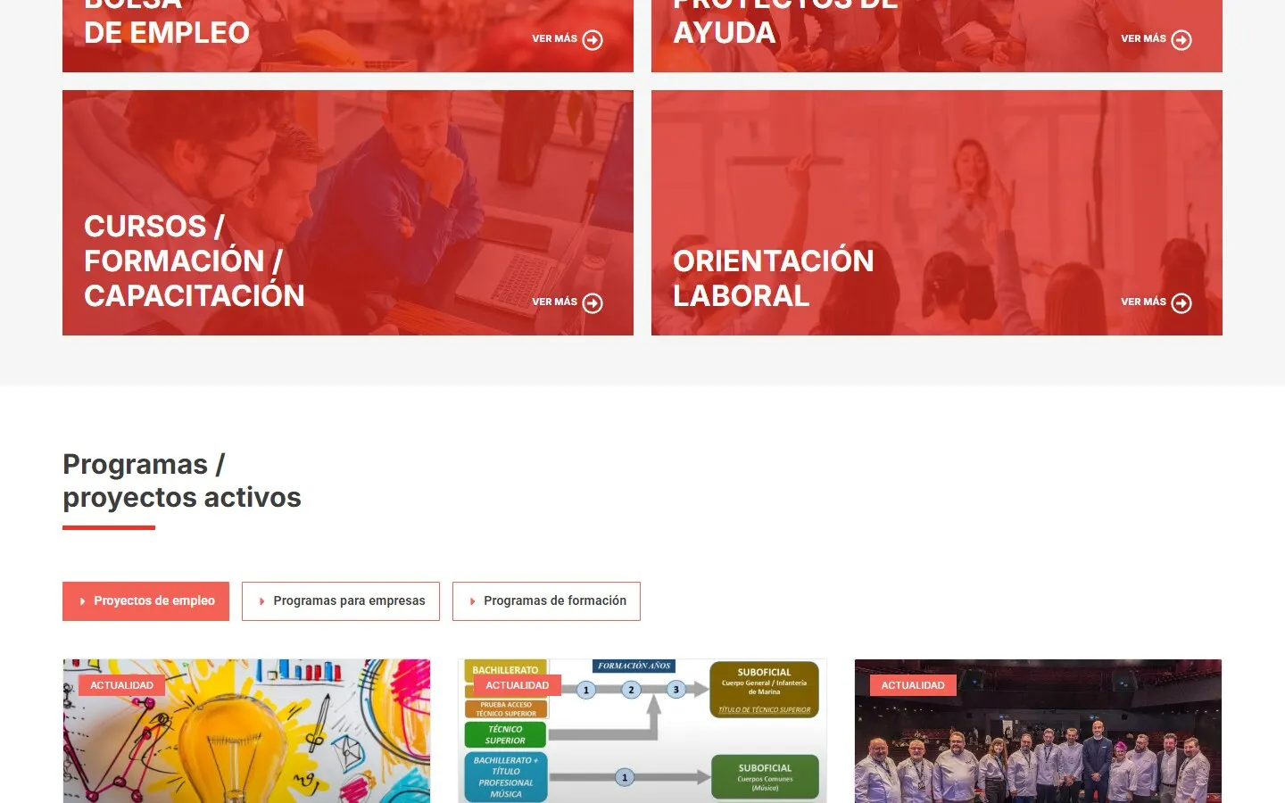 Otra sección de la web de ADL Torrelavega