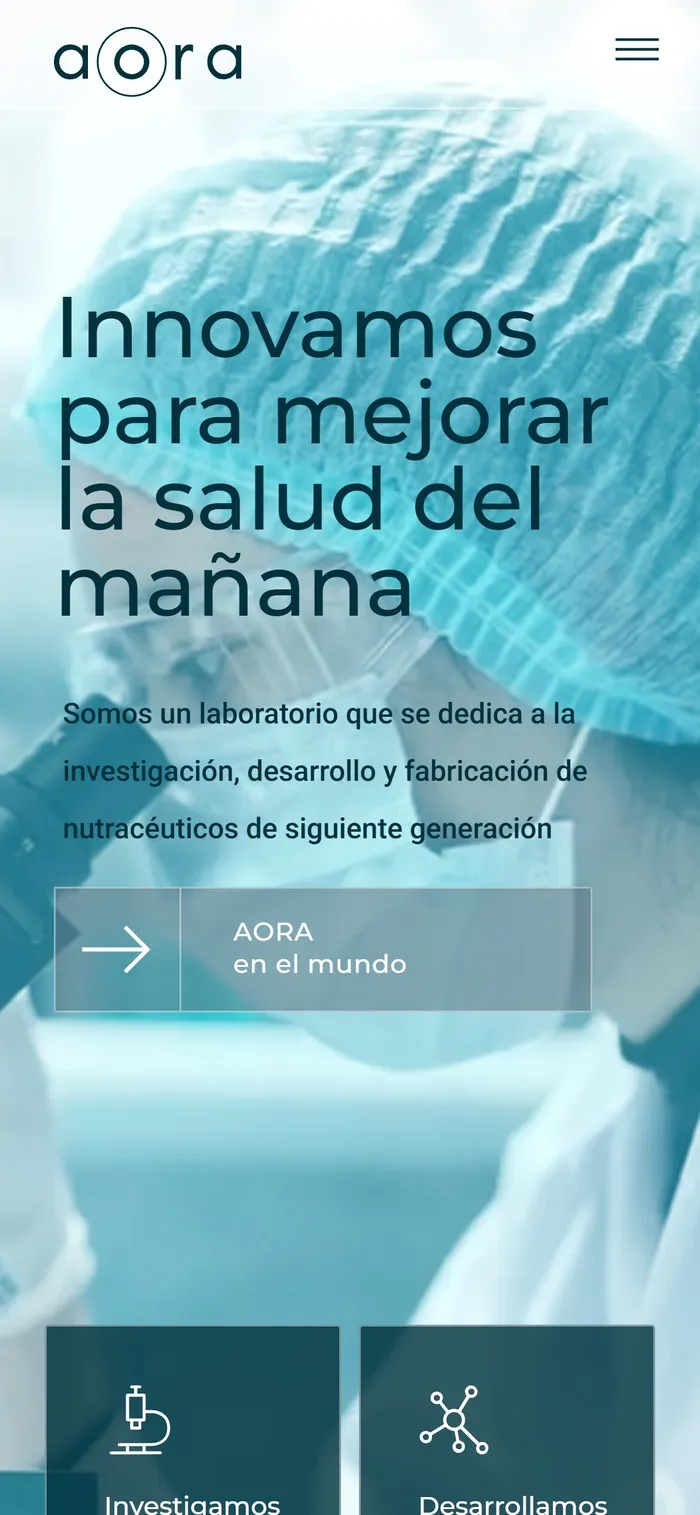 Web de AORA Health en el móvil
