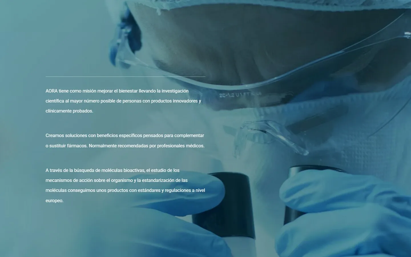 Una sección de la web de AORA Health