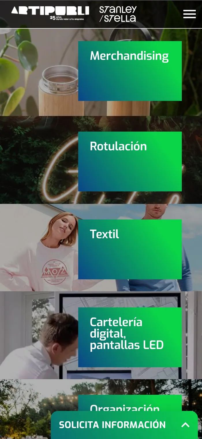 Web de Artipubli en el móvil
