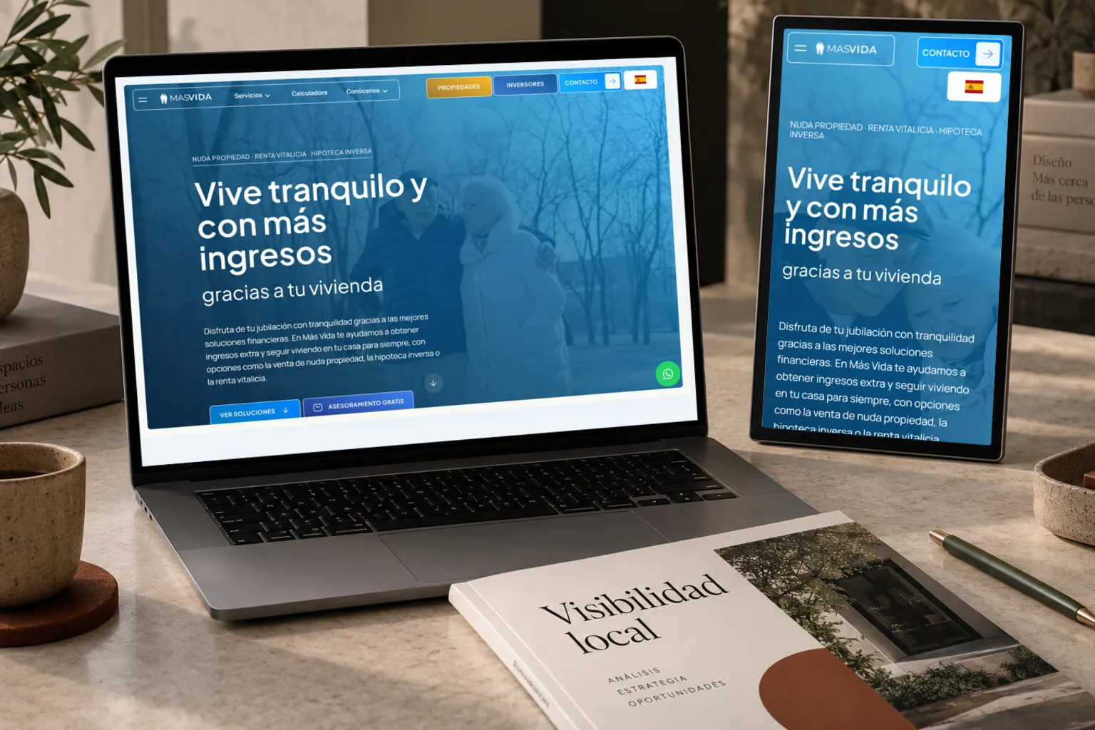 La web de Aún Más Vida en varias pantallas