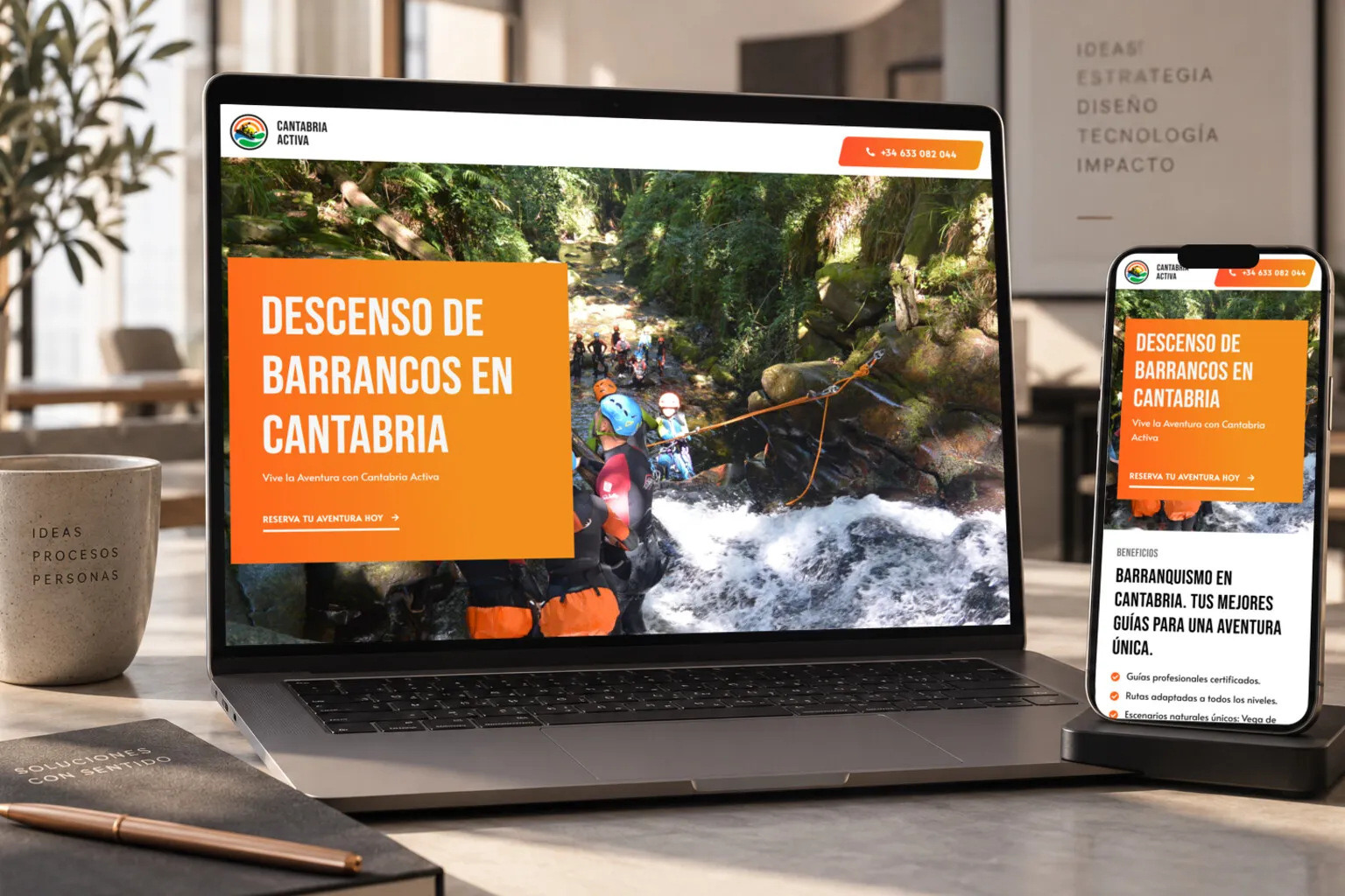 La web de Barrancos en Cantabria en varias pantallas