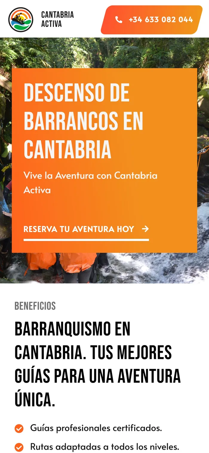 Web de Barrancos en Cantabria en el móvil