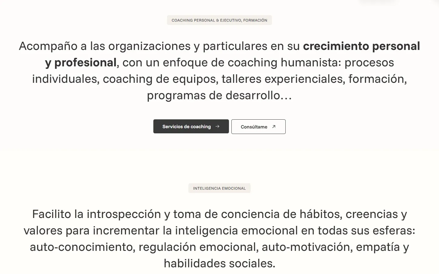 Una sección de la web de Beatriz Ramiro