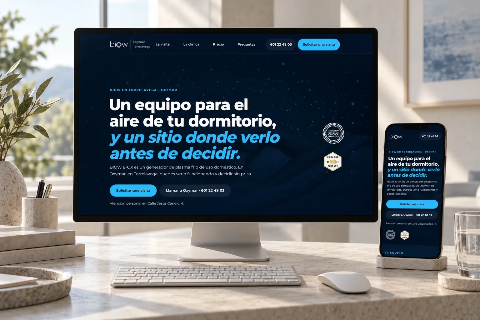 Web de BIOW Cantabria · Oxymar, diseñada por Índole